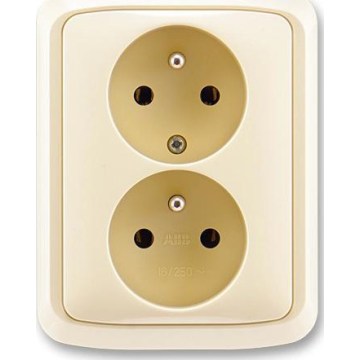 ABB 5512A-2349 C - Divkārša sienas kontaktligzda ar rāmi TANGO 250V ziloņkaula krāsa
