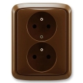 ABB 5512A-2349 H - Dubultā sienas kontaktligzda ar rāmi TANGO 250V brūna