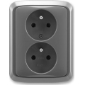 ABB 5512A-2349 S2 - Dubultā mājas kontaktligzda ar rāmi TANGO 250V tumši pelēka
