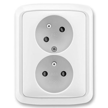 ABB 5513A-C02357 B - Dubultā sienas kontaktligzda ar rāmīti TANGO 250V balta