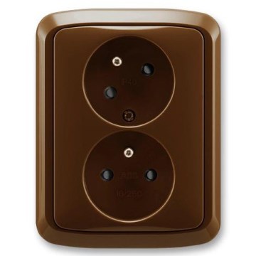 ABB 5513A-C02357 H - Dubultā mājas kontaktligzda ar rāmi TANGO 250V brūna
