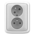 ABB 5513A-C02357 S - Dubultā mājas kontaktligzda ar rāmi TANGO 250V pelēka
