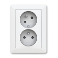 ABB 5513T-C02157 240 - Dubultā sienas kontaktligzda ar rāmīti ZONI 250V matēta balta