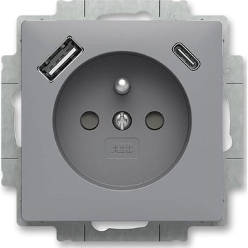 ABB 5569T-A32357 241 - Mājas kontaktligzda bez rāmja ZONI 250V 1xUSB A+C pelēka