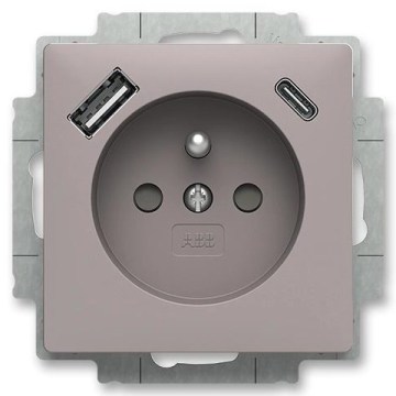 ABB 5569T-A32357 244 - Mājas kontaktligzda bez rāmja ZONI 250V 1xUSB A+C greige