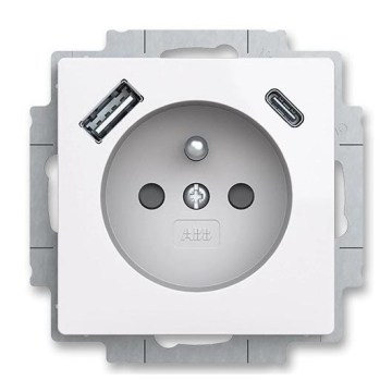 ABB 5569T-A32357 500 - Mājas kontaktligzda bez rāmja ZONI 250V 1xUSB A+C balta