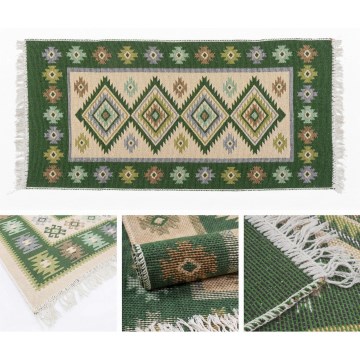 Abpusējs orientālais paklājs KILIM 80x150 cm zaļš/bēšs