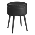 Ādas taburete CORE, melna