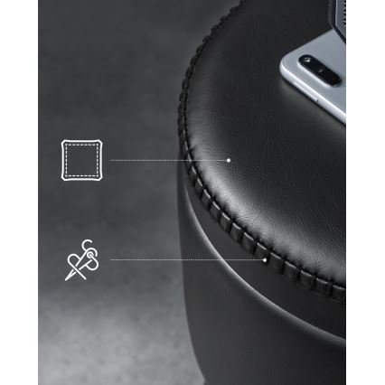 Ādas taburete CORE, melna