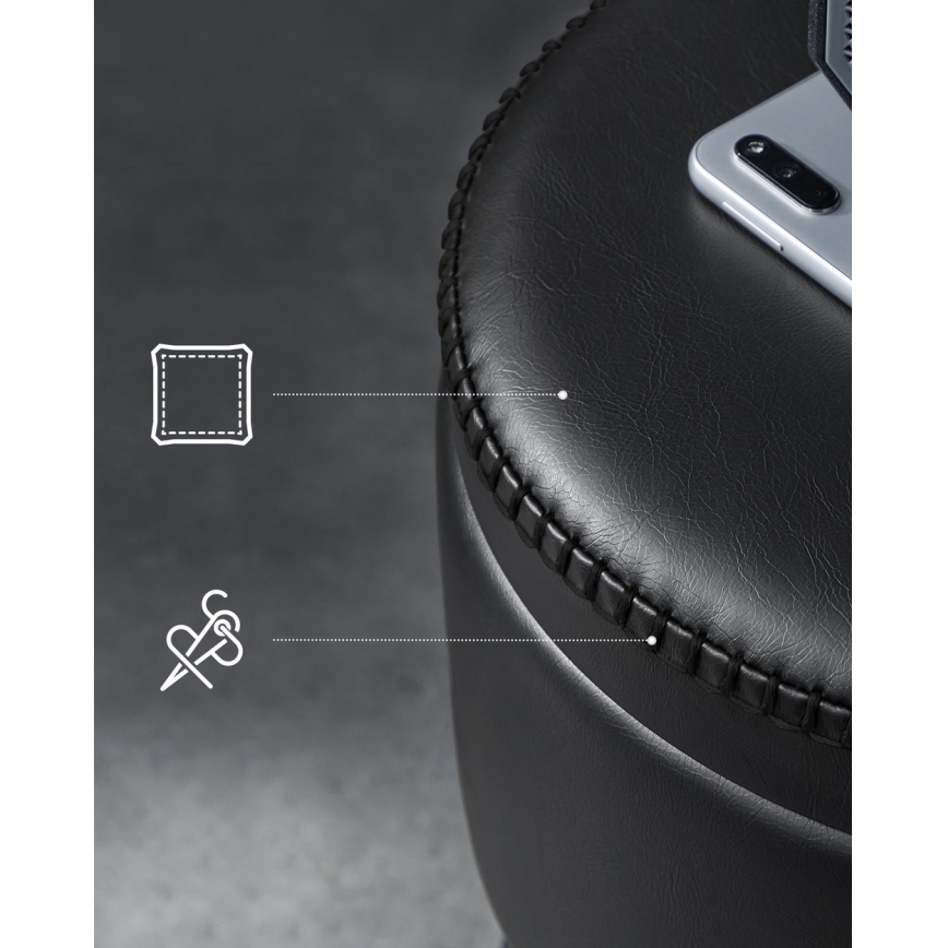 Ādas taburete CORE, melna