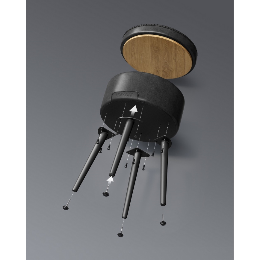 Ādas taburete CORE, melna