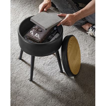 Ādas taburete CORE, melna