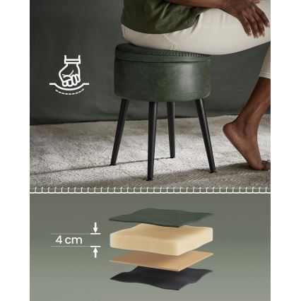 Ādas taburete CORE, zaļa