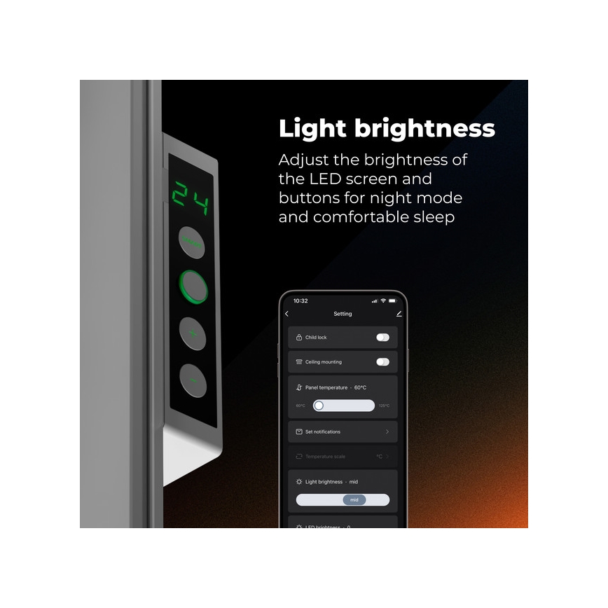 AENO - Viedais 500W elektriskais infrasarkanais panelis ar taimeri/termostatu, Wi-Fi, balts