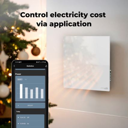 AENO - Viedais 500W elektriskais infrasarkanais panelis ar taimeri/termostatu, Wi-Fi, balts