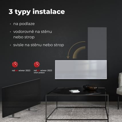 AENO - Viedais elektriskais infrasarkanais panelis 700W taimeris/termostats IP44 Wi-fi balta