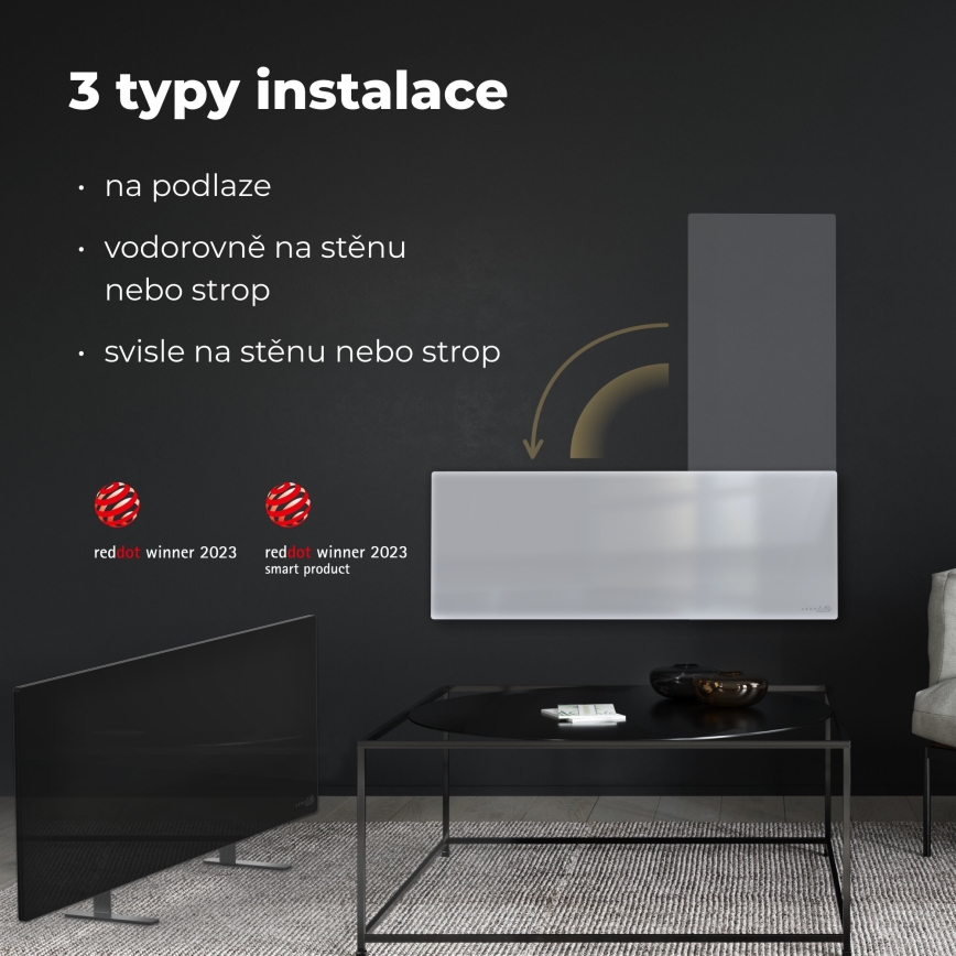 AENO - Viedais elektriskais infrasarkanais panelis 700W taimeris/termostats IP44 Wi-fi balta