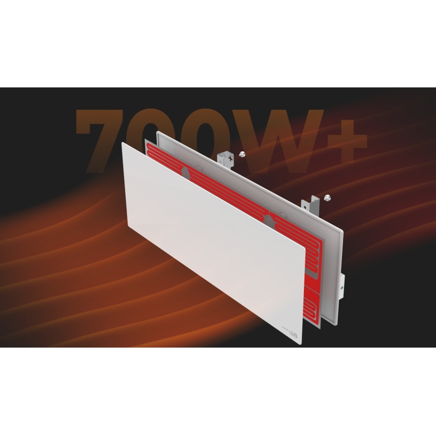 AENO - Viedais elektriskais infrasarkanais panelis 700W taimeris/termostats IP44 Wi-fi balta