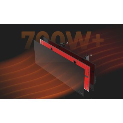 AENO - Viedais elektriskais infrasarkanais panelis 700W taimeris/termostats IP44 Wi-fi melna