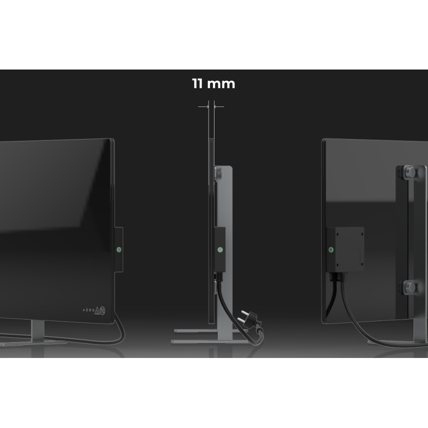 AENO - Viedais elektriskais infrasarkanais panelis 700W taimeris/termostats IP44 Wi-fi melna