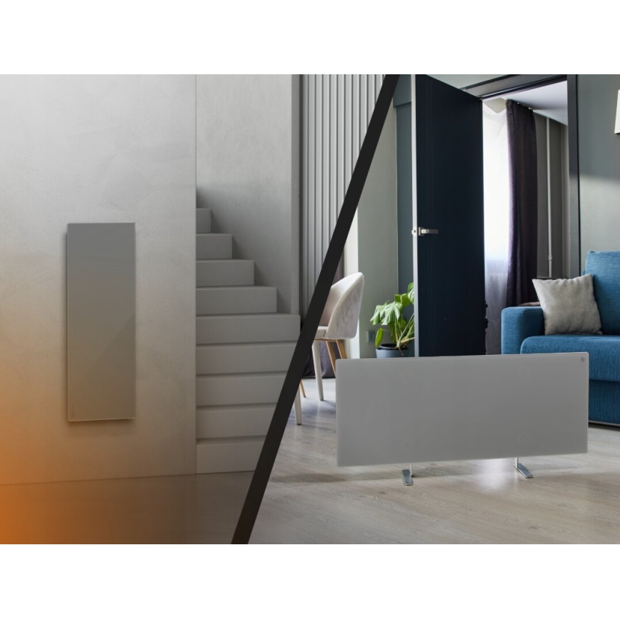 AENO - Viedais elektriskais infrasarkanais panelis ar LED ekrānu 700W taimeris/termostats IP44 Wi-fi pelēka