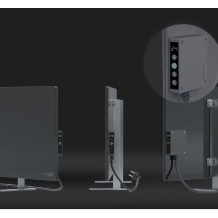 AENO - Viedais elektriskais infrasarkanais panelis ar LED ekrānu 700W taimeris/termostats IP44 Wi-fi pelēka