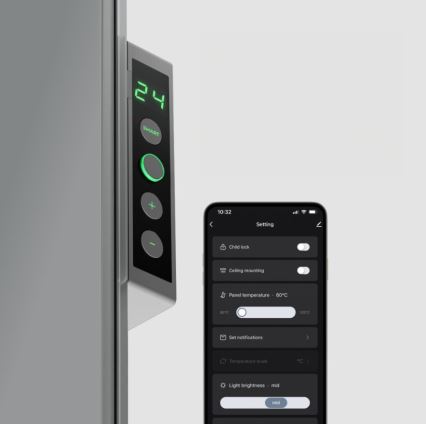 AENO - Viedais elektriskais infrasarkanais panelis ar LED ekrānu 700W taimeris/termostats IP44 Wi-fi pelēka