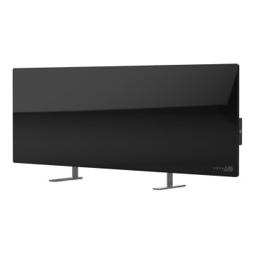 AENO - Viedais elektriskais infrasarkanais panelis ar LED ekrāns 700W taimeris/termostats IP44 Wi-fi melna