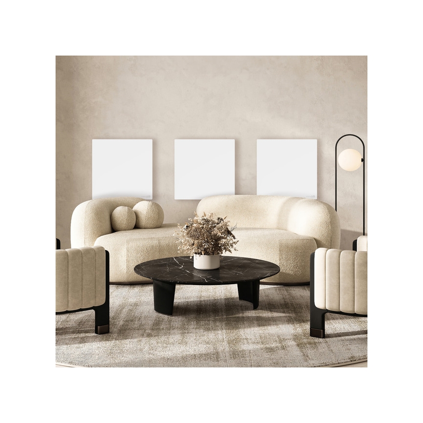 AENO - Viedais elektriskais infrasarkanais sildpanelis 500 W, taimeris/termostats, Wi‑Fi, balts