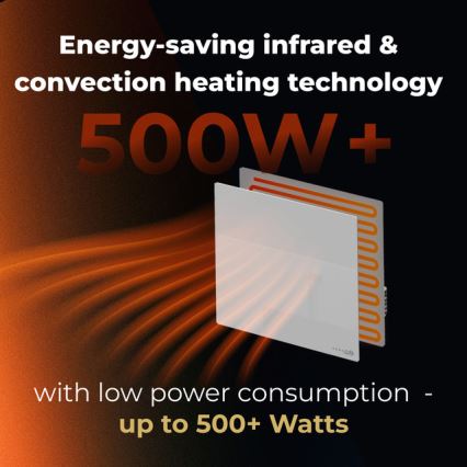 AENO - Viedais elektriskais infrasarkanais sildpanelis 500 W, taimeris/termostats, Wi‑Fi, balts