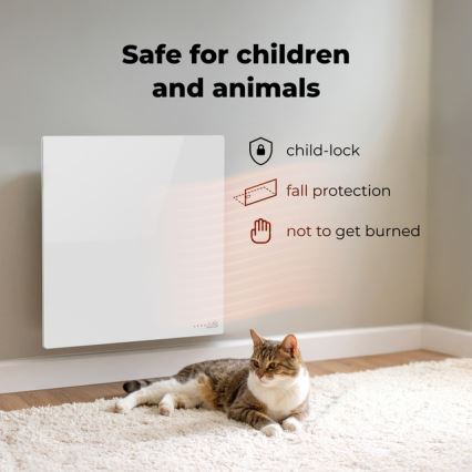 AENO - Viedais elektriskais infrasarkanais sildpanelis 500 W, taimeris/termostats, Wi‑Fi, balts