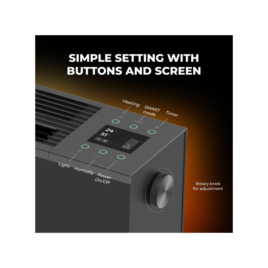 AENO - Viedais elektriskais tiešais sildītājs/konvektors 1000/2000W melns