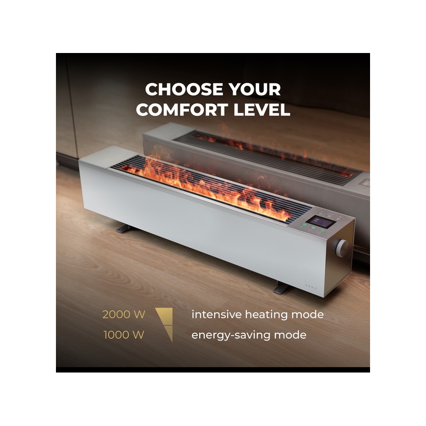 AENO - Viedais elektriskais tiešās darbības sildītājs/konvektors 1000/2000W balts