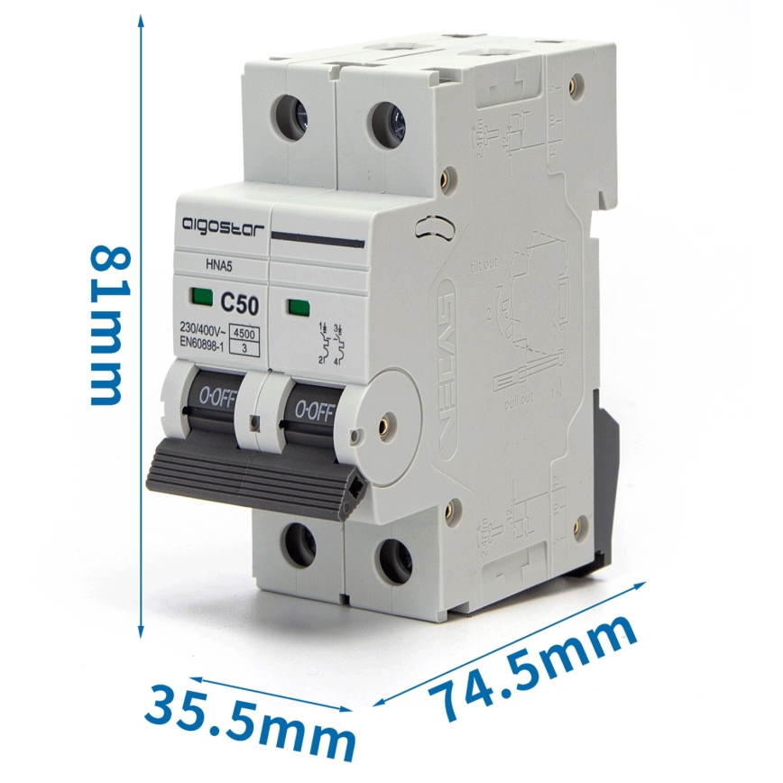 Aigostar - 2-polu automāts 2P-50A-C 230-400V
