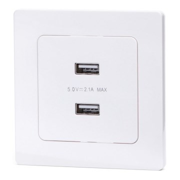 Aigostar - 2x USB-A barošanas rozete ar rāmi, balta