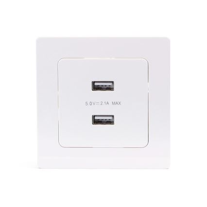 Aigostar - 2x USB-A barošanas rozete ar rāmi, balta