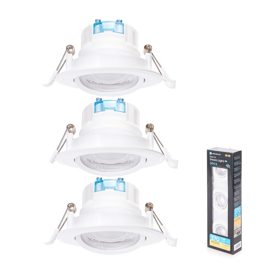 Aigostar - 3x LED Griestapslāni komplekts LED/5W/230V 4000K Ø 8,5 cm balts