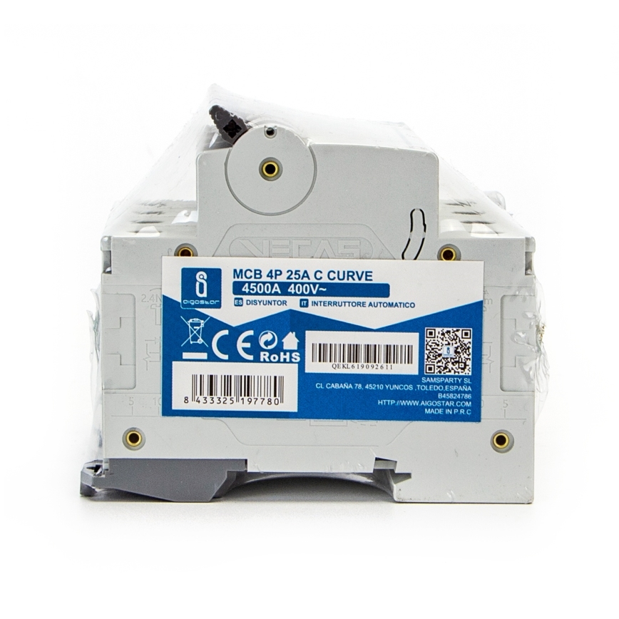 Aigostar - 4-polu automāts 4P-25A-C 400V