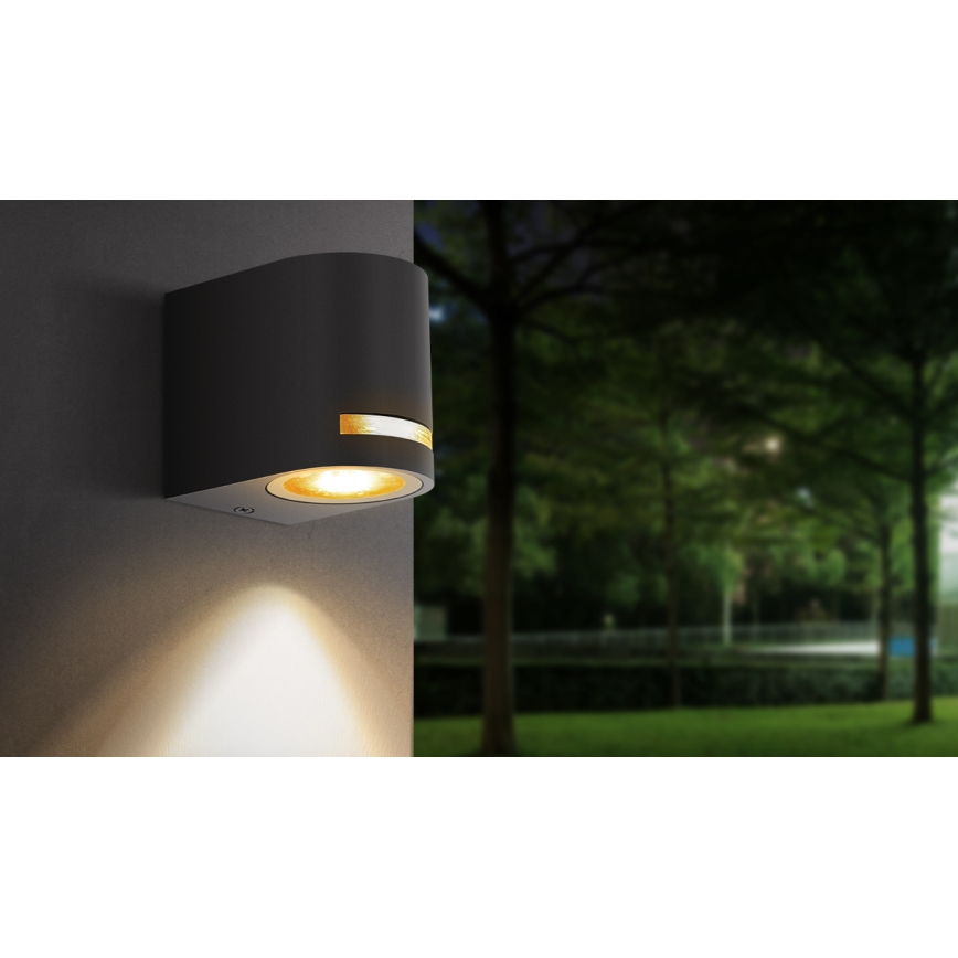Aigostar - Āra sienas lampa 1xGU10/35W/230V melna IP54