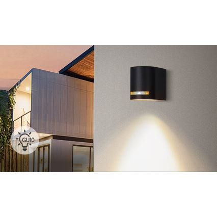 Aigostar - Āra sienas lampa 1xGU10/35W/230V melna IP54