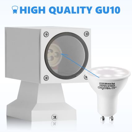 Aigostar - Āra sienas lampa 2xGU10/230V balta IP65 leņķa