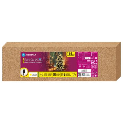 Aigostar - LED āra Ziemassvētku eglīte, 165 LED/8 režīmi, 1,5 m, IP44, silti balta