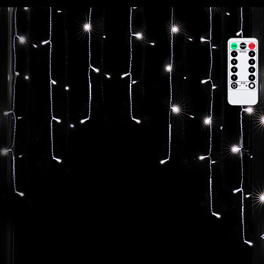 Aigostar - LED āra Ziemassvētku virtene 100xLED/6W/230V/8 režīmi 1,5x1m IP44 auksti balta + tālvadības pults
