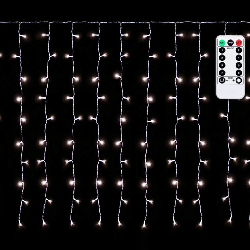 Aigostar - Āra Ziemassvētku LED virtene 150 LED/6W/230V/8 režīmi 1,5x1m IP44 auksti balta + ar tālvadības pulti