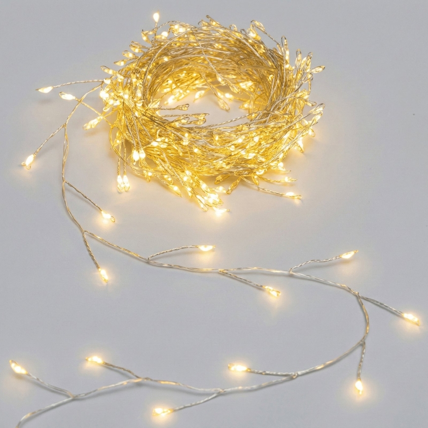 Aigostar - Āra Ziemassvētku LED virtene 200xLED/8 funkcijas 3xAA 6,3m IP44 silti balta