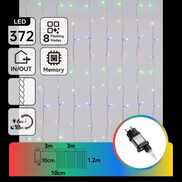 Aigostar - Āra Ziemassvētku LED virtene 372xLED/8 funkcijas 6x1,2m IP44 daudzkrāsaina