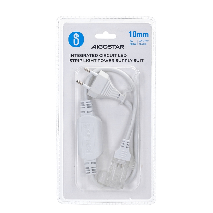 Aigostar - Barošanas avots LED sloksnēm 10 mm 600W/230V balts