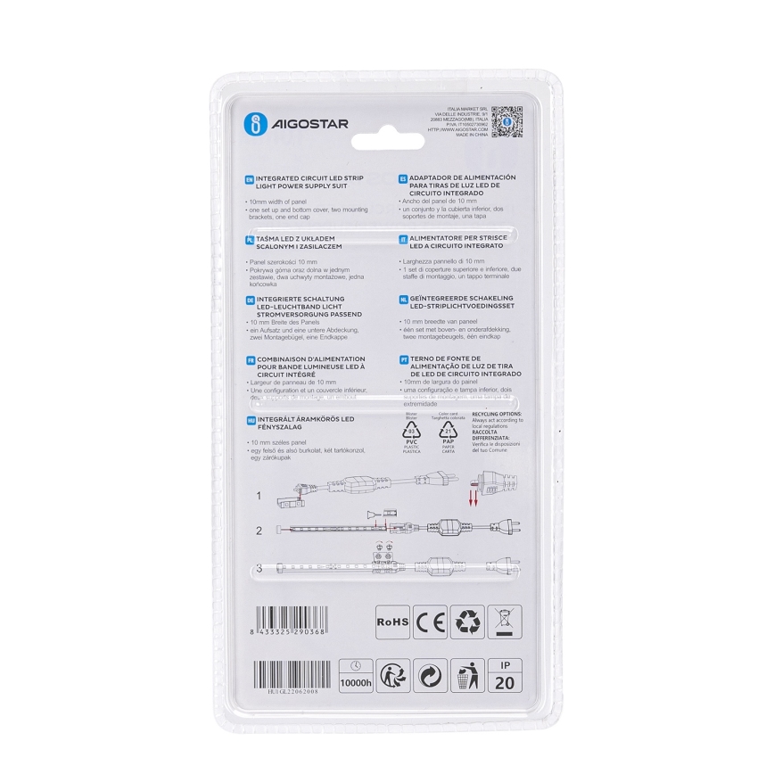 Aigostar - Barošanas avots LED sloksnēm 10 mm 600W/230V balts