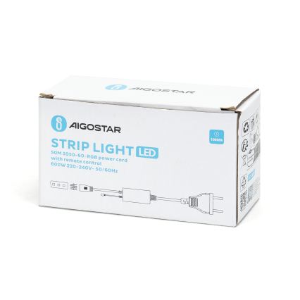 Aigostar - Barošanas kabelis LED RGB lentei 1000W/230V ar tālvadības pulti