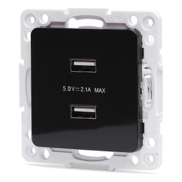 Aigostar - bezrāmja USB lādēšanas rozete 2x USB-A, melna